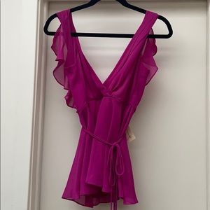 Fortys pink flutter top NWT medium